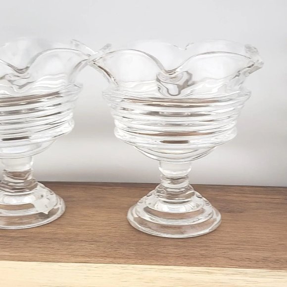 2) Partylite Sundae Pillar Candle Holder P7626 heavy crystal glass - Picture 3 of 16